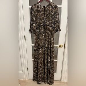 THE KOOPLES Women’s Leopard Print Silk Long Sleeve Maxi Dress Size L NEW